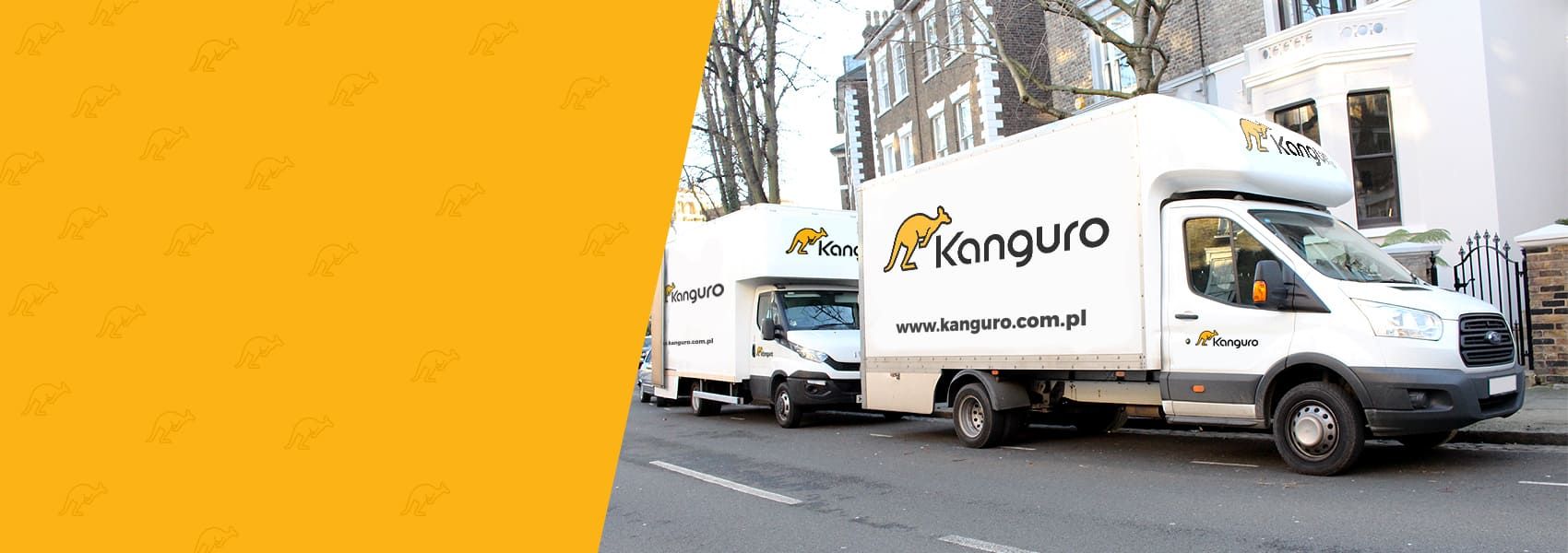 biała ciężarówka z logo Kanguro