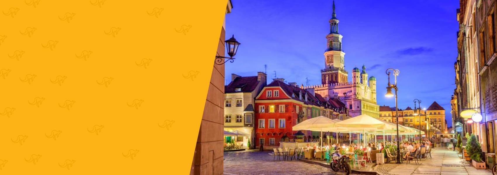 stary rynek w Poznaniu nocą